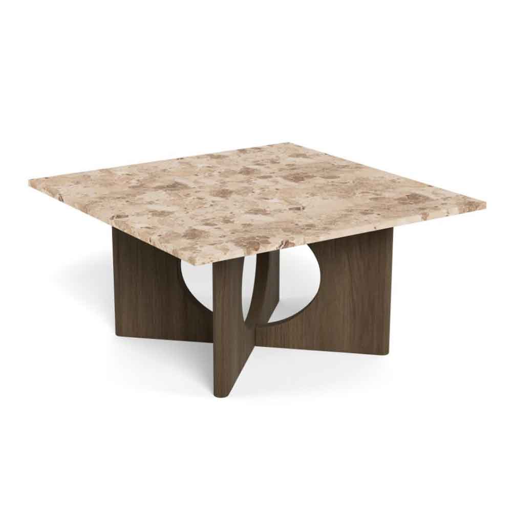 Fomaro Square Travertine Marble Effect Top Coffee Table with Smoked Oak Base