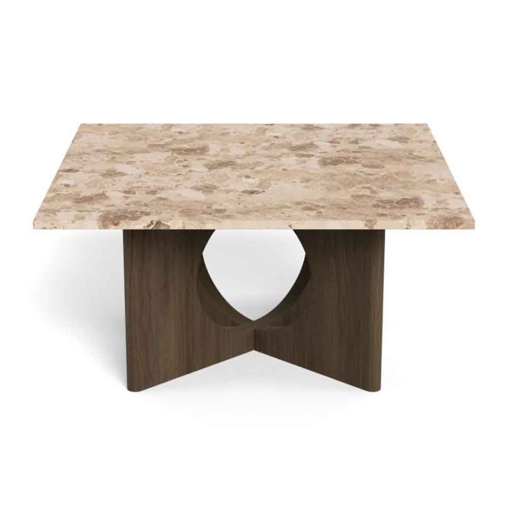 Fomaro Square Travertine Marble Effect Top Coffee Table with Smoked Oak Base