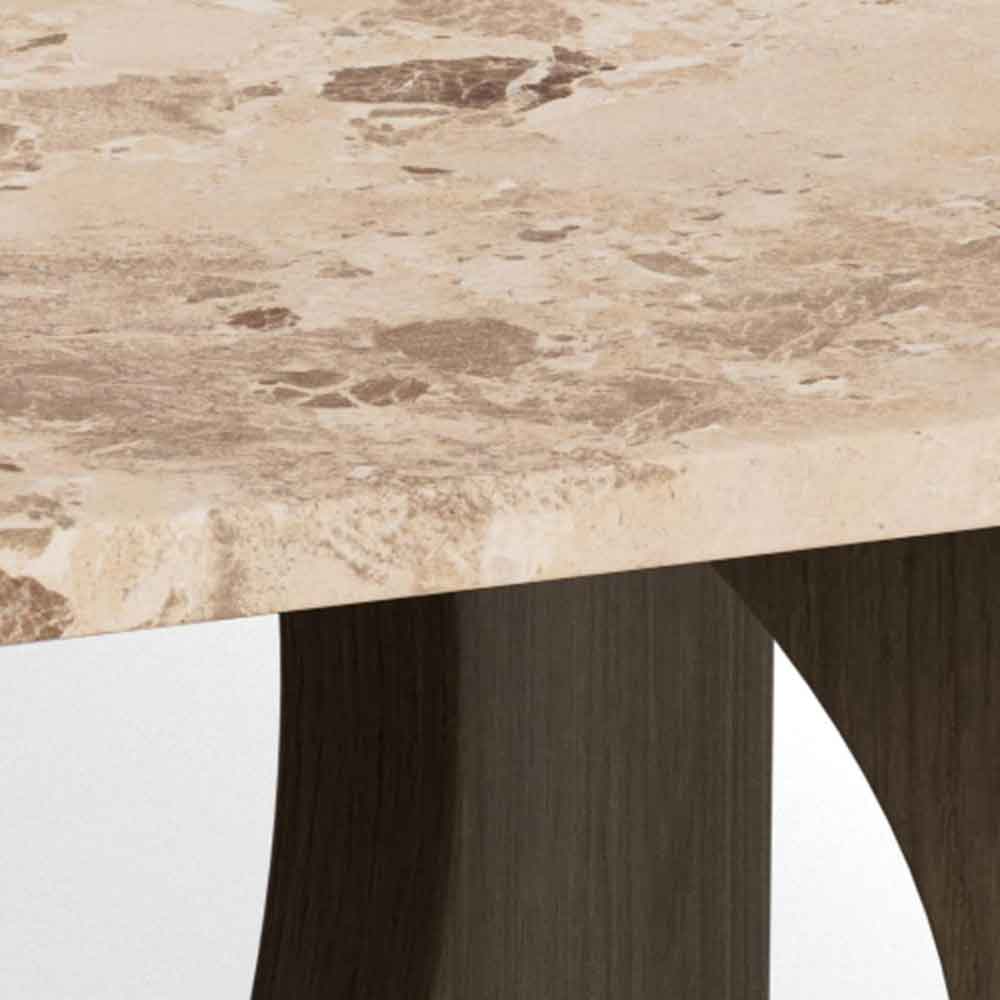 Fomaro Square Travertine Marble Effect Top Coffee Table with Smoked Oak Base