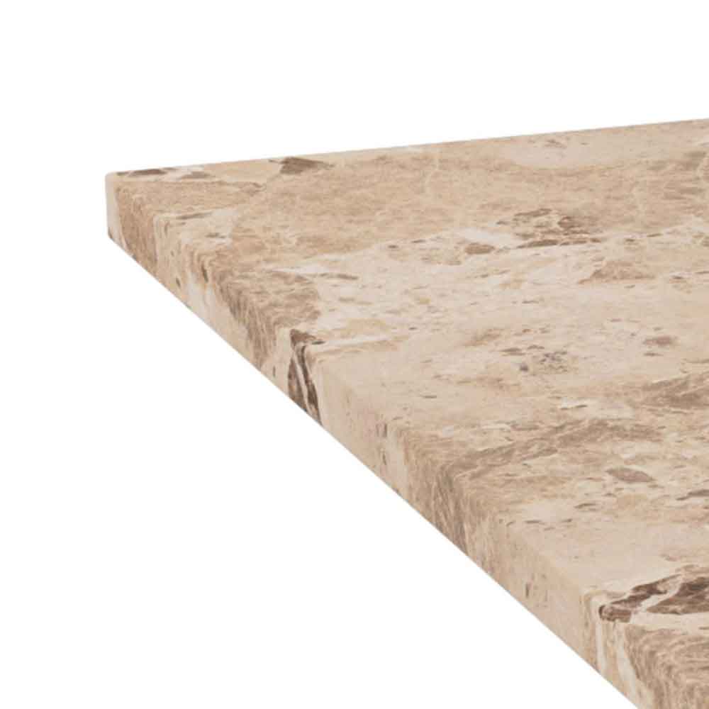 Fomaro Square Travertine Marble Effect Top Coffee Table with Veneer Oak Base