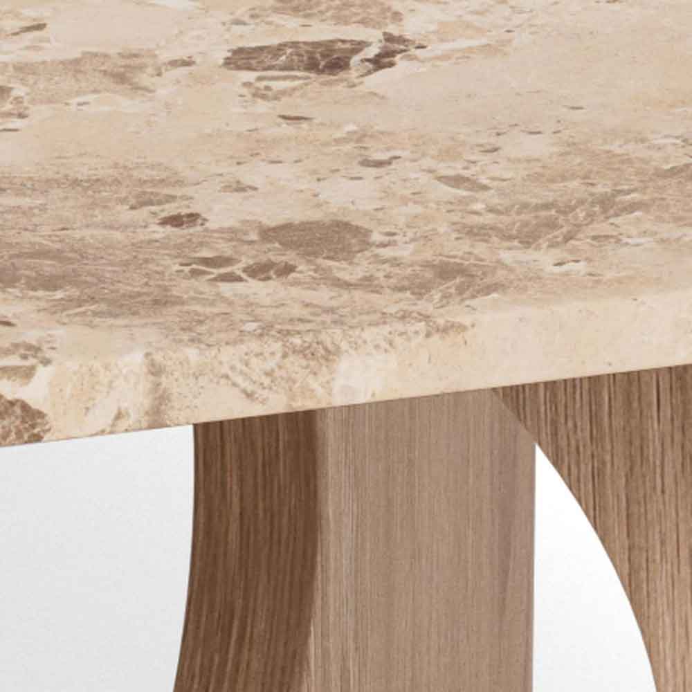 Fomaro Square Travertine Marble Effect Top Coffee Table with White Oak Base
