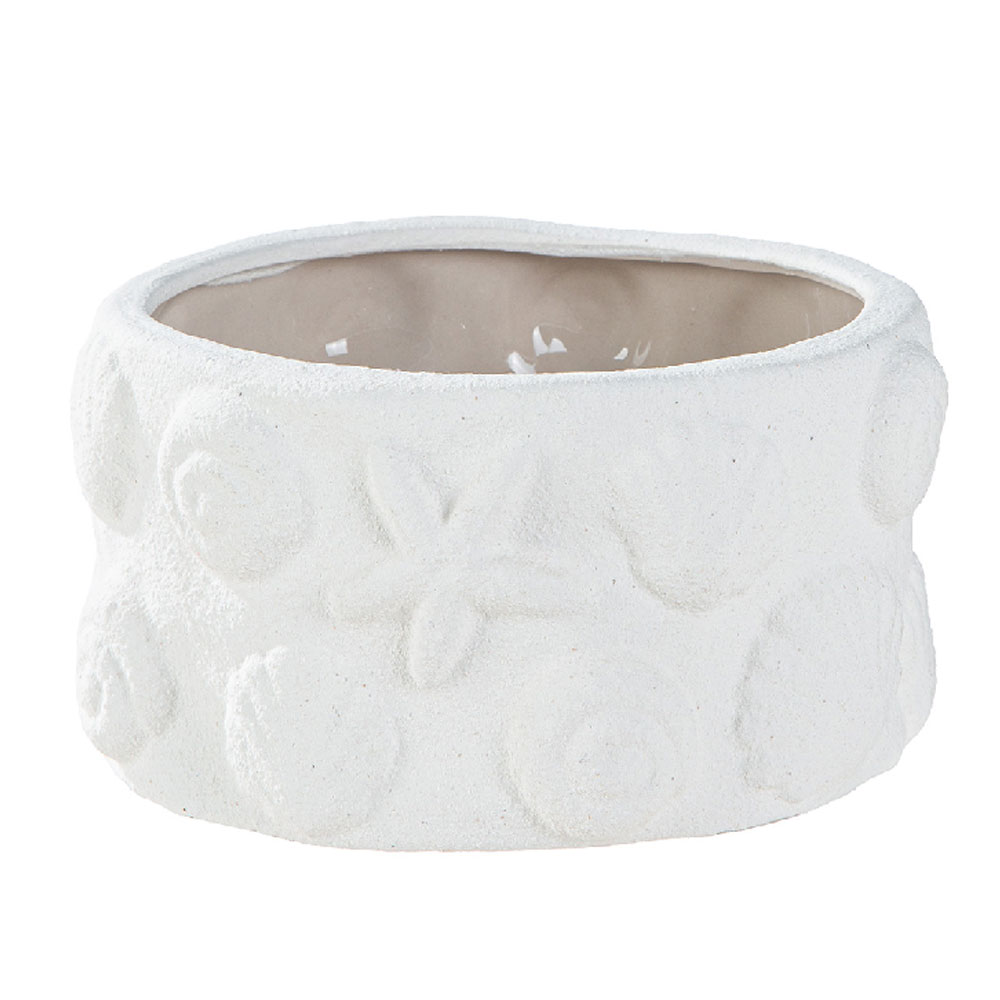 Fomero Ceramic Round Planter Vase in White