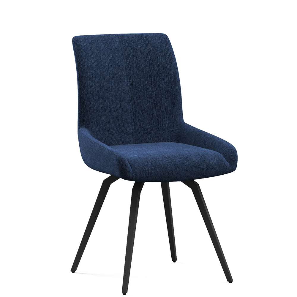 Fomix Blue Fabric Dining Chair with Black Legs in Pair