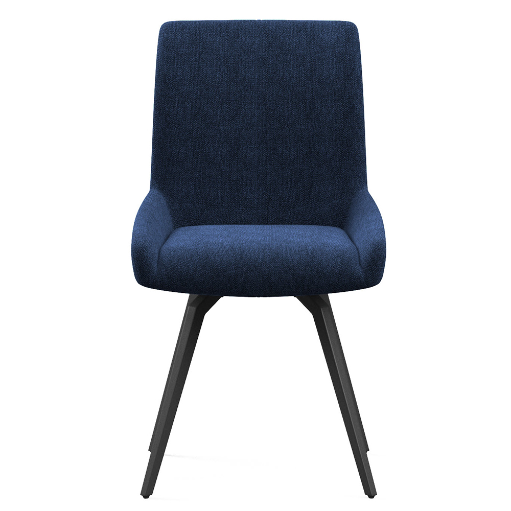Fomix Blue Fabric Dining Chair with Black Legs in Pair