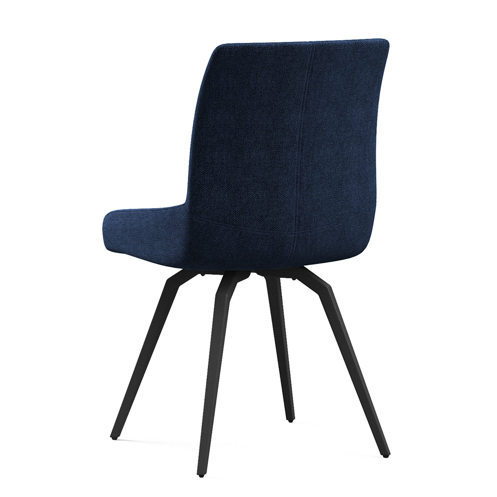 Fomix Blue Fabric Dining Chair with Black Legs in Pair