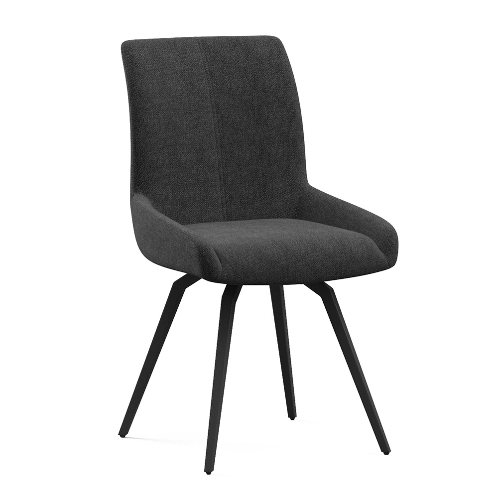 Fomix Grey Fabric Dining Chair with Black Legs in Pair