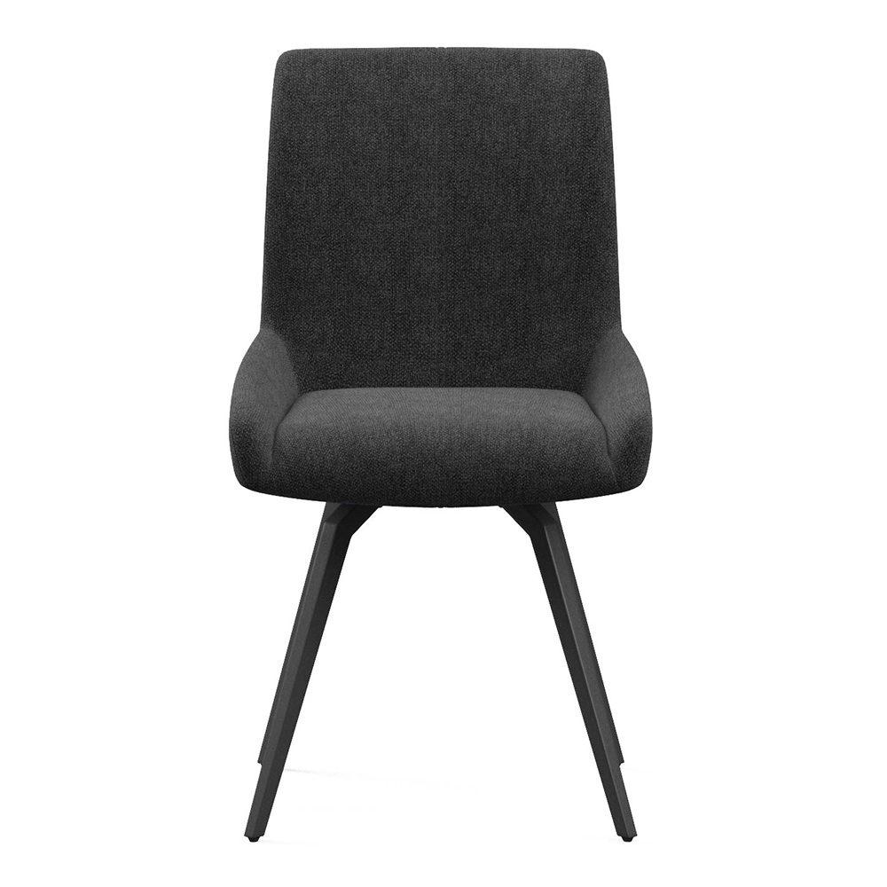 Fomix Grey Fabric Dining Chair with Black Legs in Pair