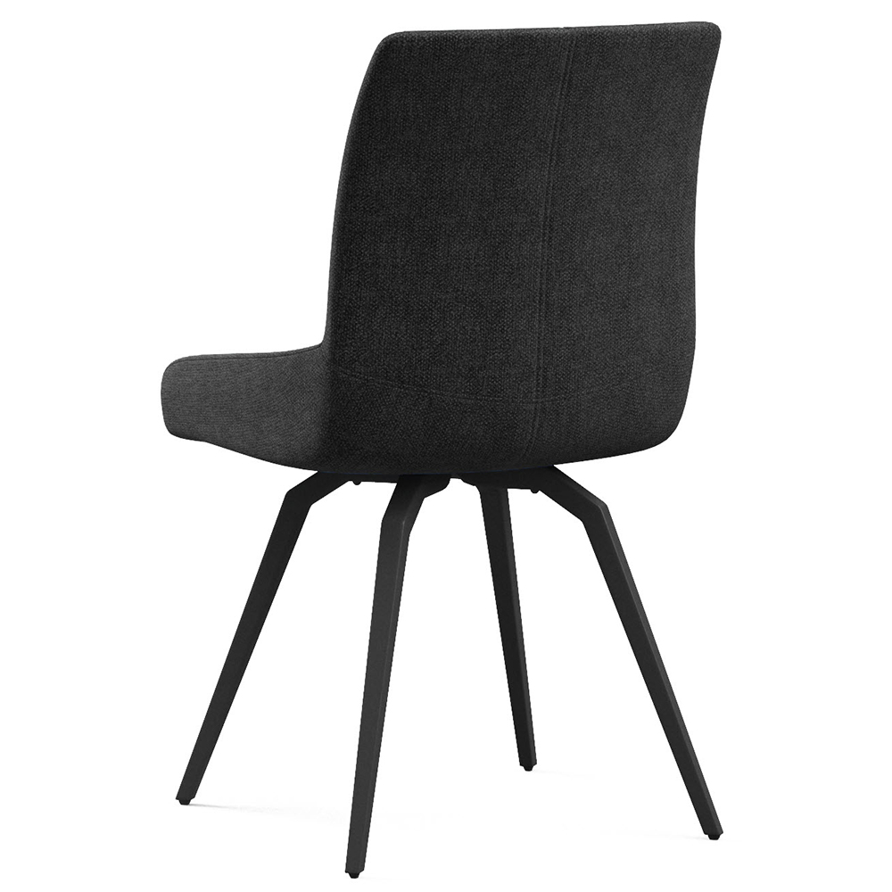Fomix Grey Fabric Dining Chair with Black Legs in Pair