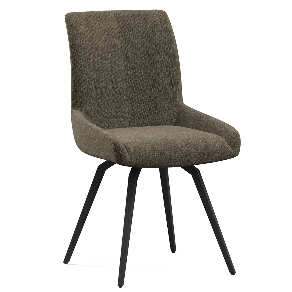 Fomix Mocha Fabric Dining Chair with Black Legs in Pair