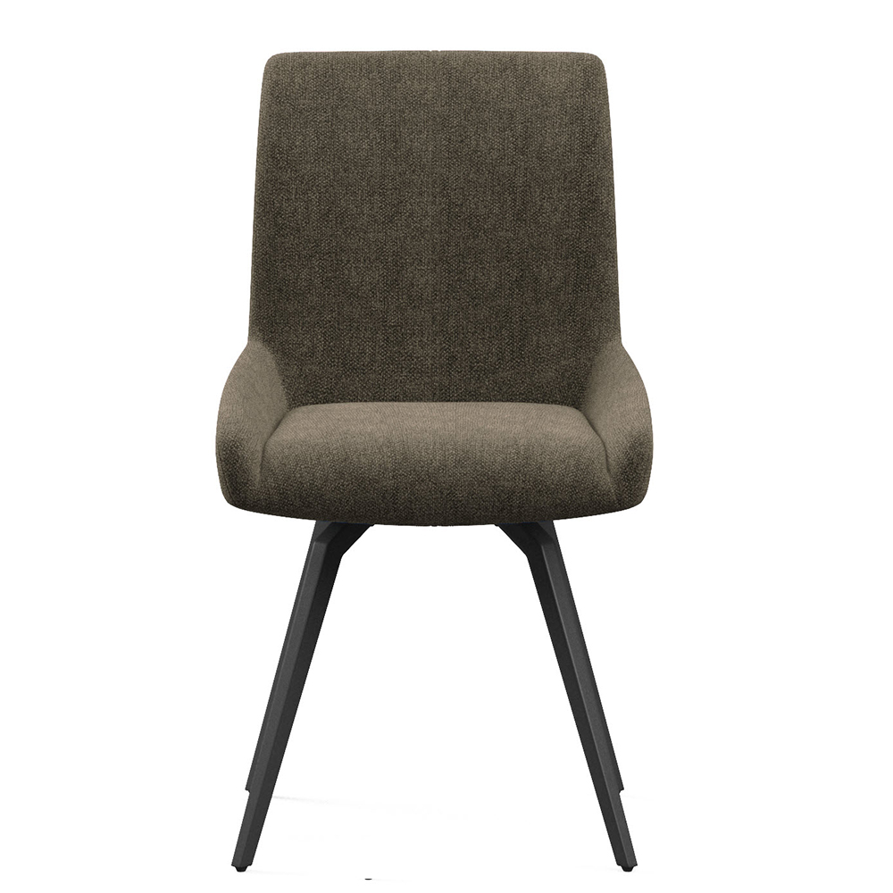 Fomix Mocha Fabric Dining Chair with Black Legs in Pair