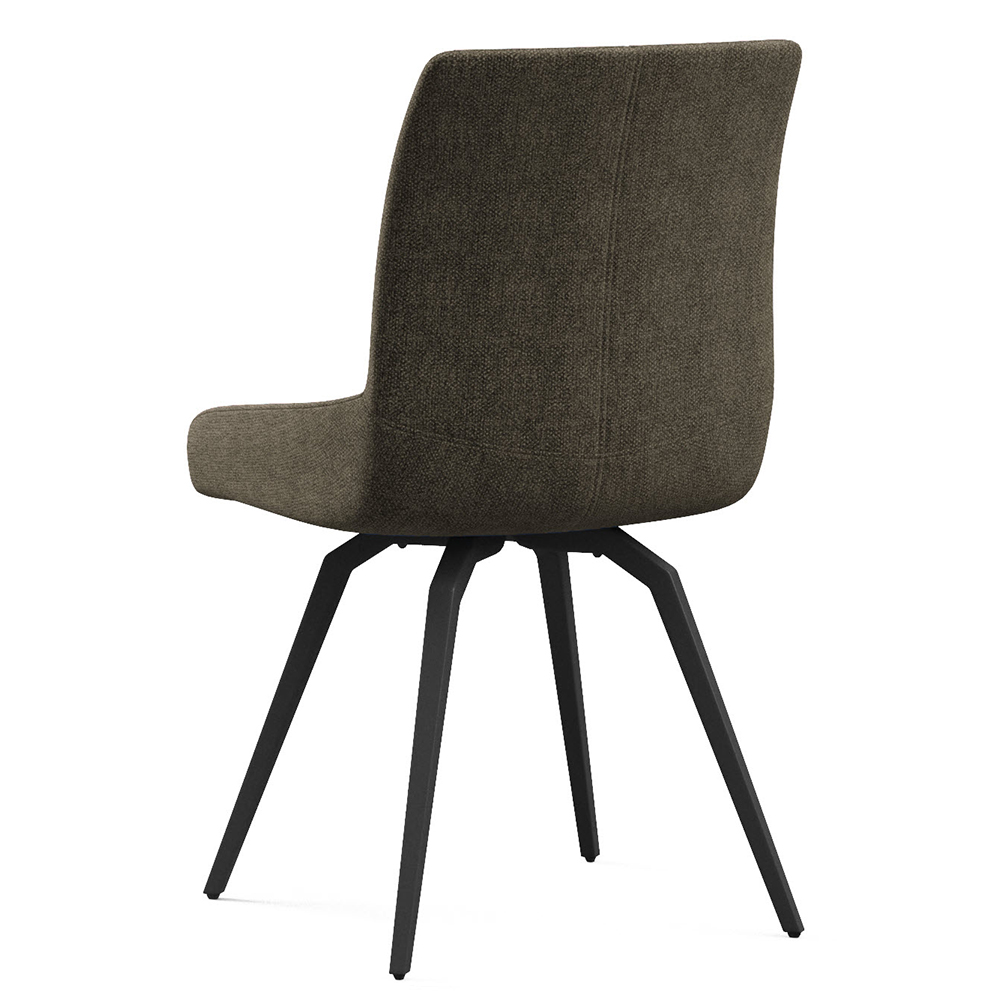 Fomix Mocha Fabric Dining Chair with Black Legs in Pair