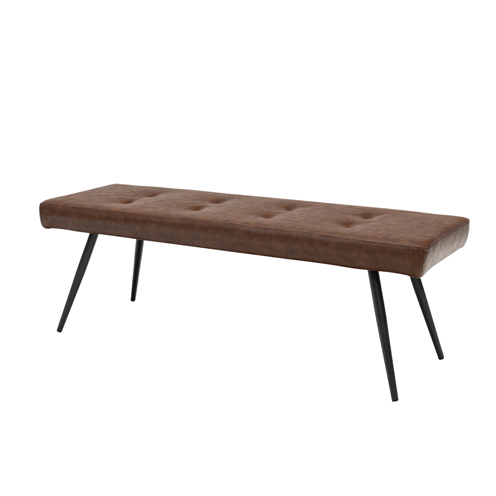 Foni Faux Leather Dining Bench in Tan