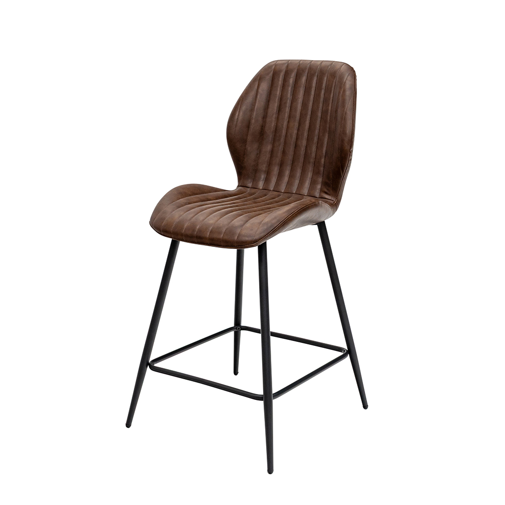 Foni Tan Faux Leather Counter Bar Stools in Pair