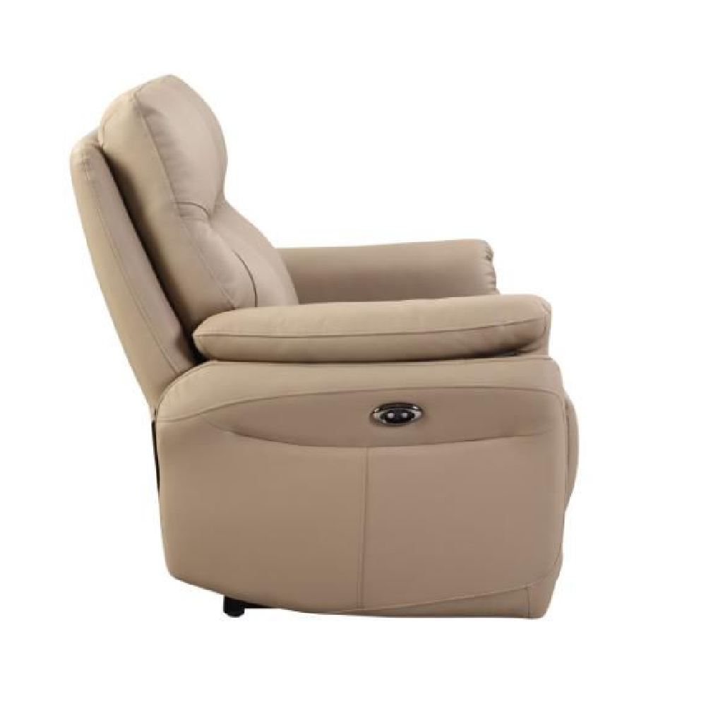 Fontana Faux Leather Electric Recliner 1 Seater Sofa In Latte
