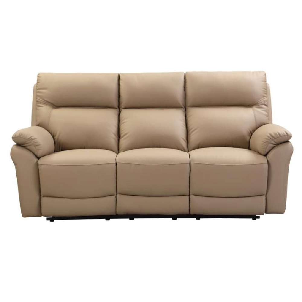 Fontana Faux Leather Recliner 3 Seater Sofa In Latte