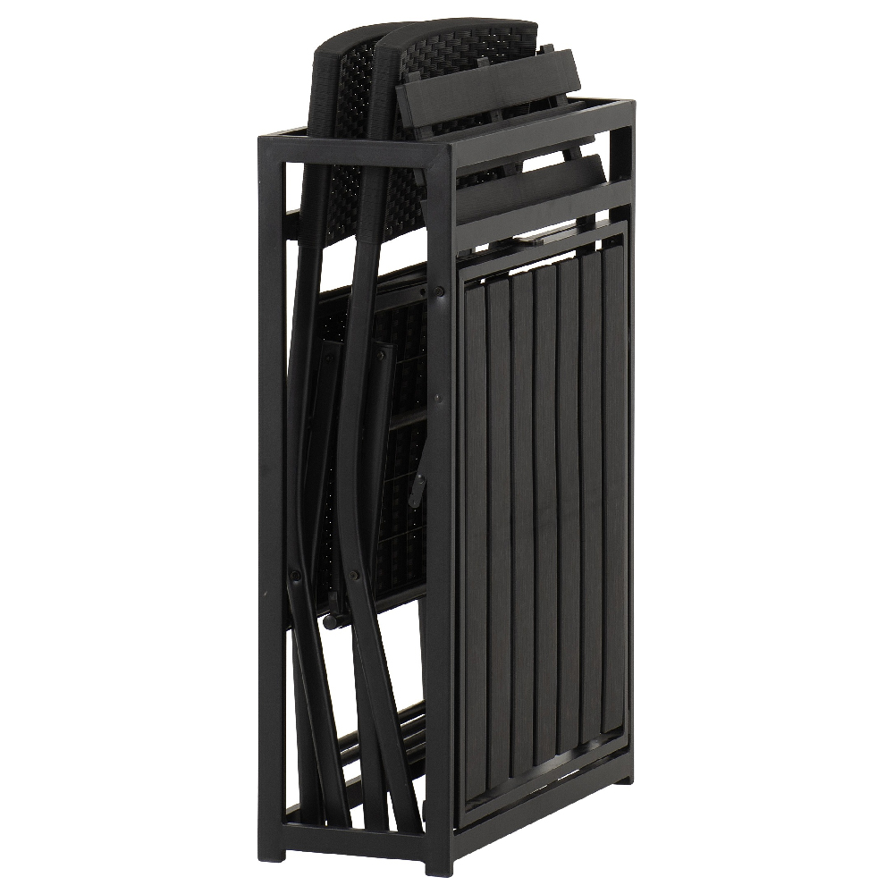 Fontana Metal Foldaway 3 Piece Bistro Set In Black