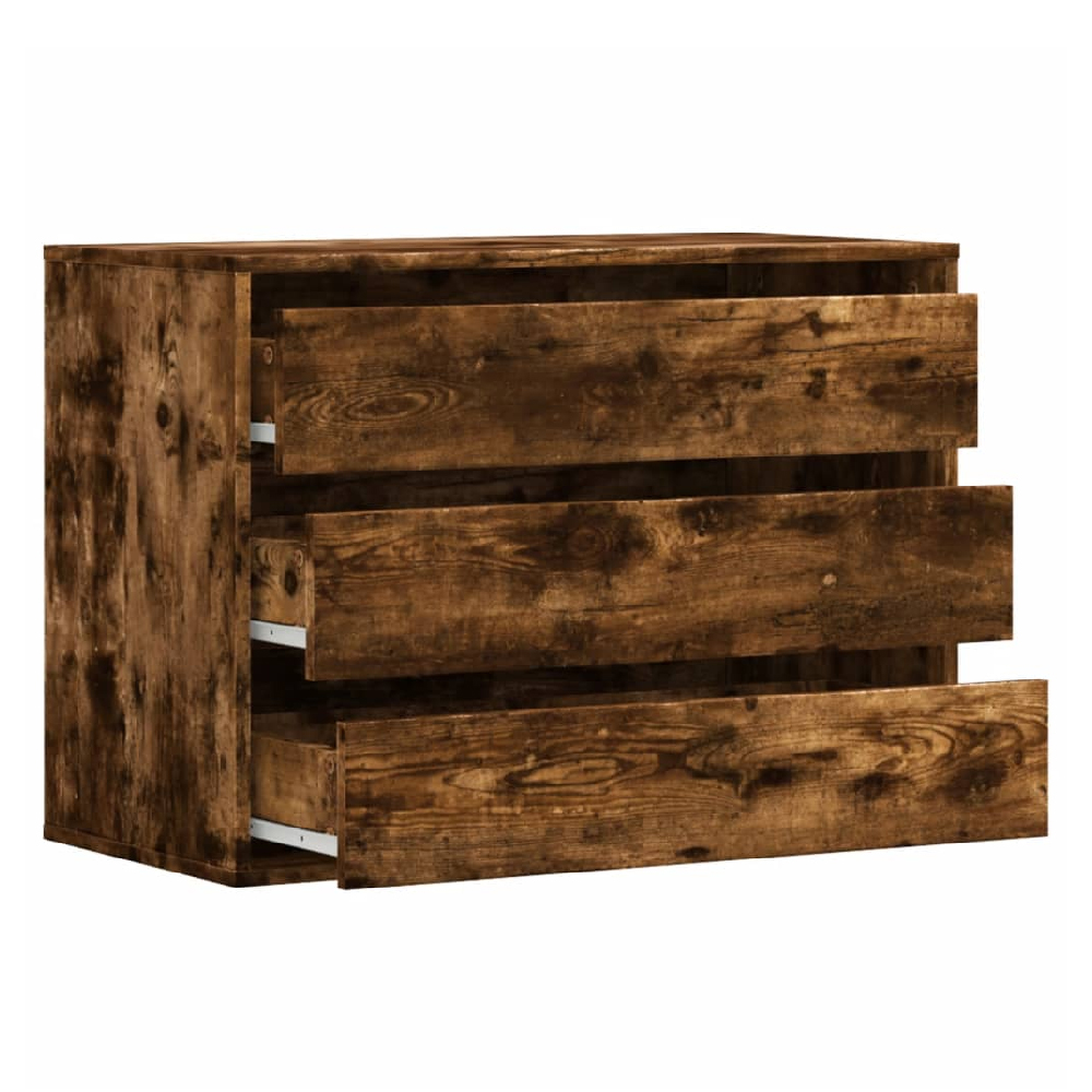 Fontana Wooden Chest Of 3 Drawers In Smoked Oak