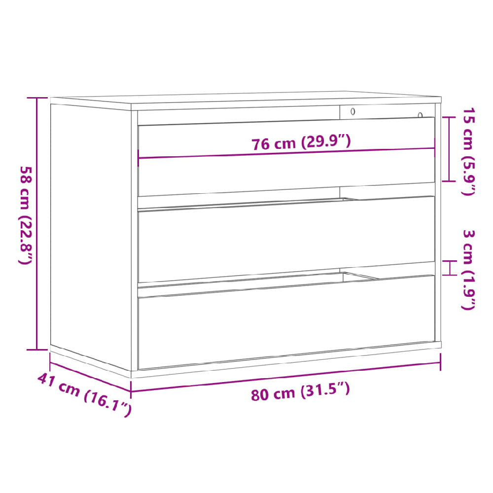 Fontana Wooden Chest Of 3 Drawers In White