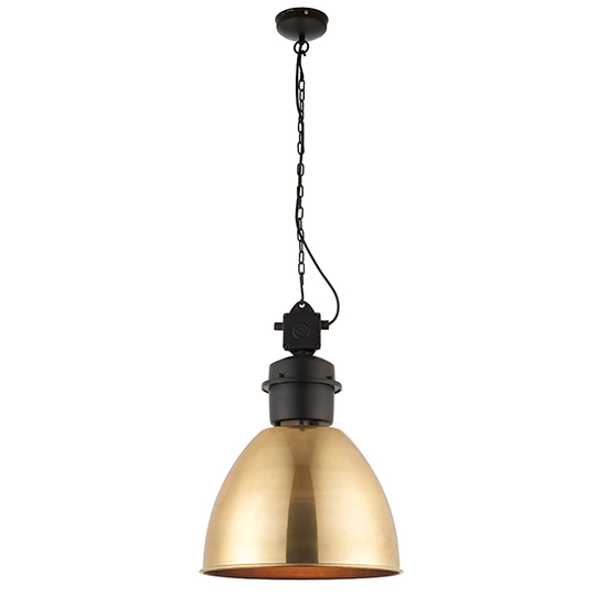 Photo of Ford pendant light in antique brass with matt black details