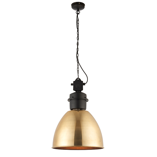 Ford Pendant Light In Antique Brass With Matt Black Details