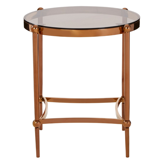 Denebola Glass Top Side Table In Rose Gold