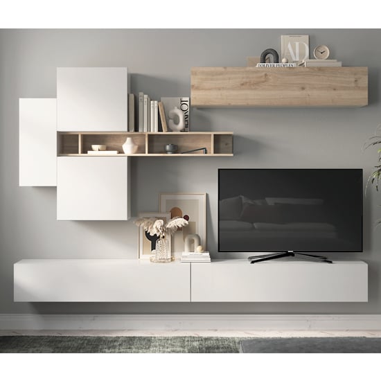 Read more about Forli high gloss entertainment unit in white and cadiz oak