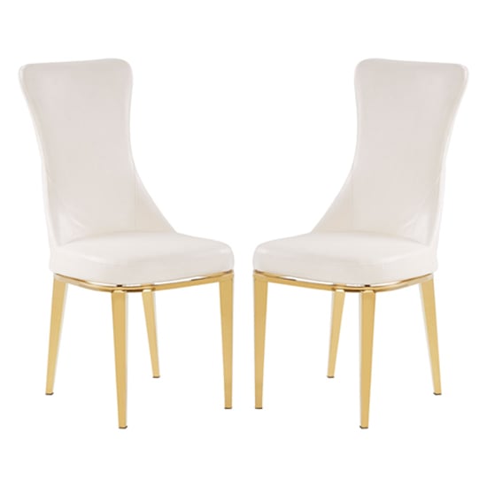 Photo of Denebola white pu leather dining chair in a pair