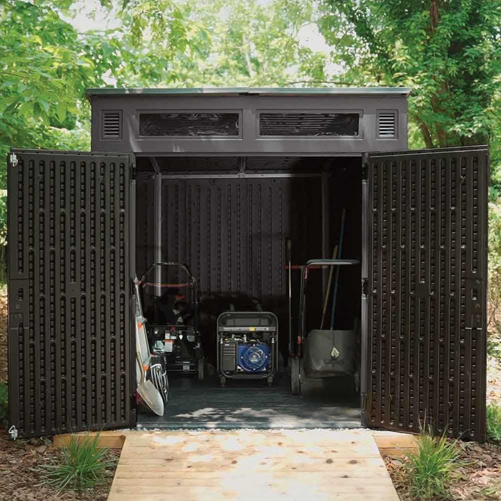Forma 7x7 Reinforced Resin Garden Storage Cabinet in Peppercorn Grey