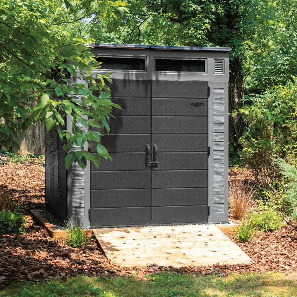 Forma 7x7 Reinforced Resin Garden Storage Cabinet in Peppercorn Grey