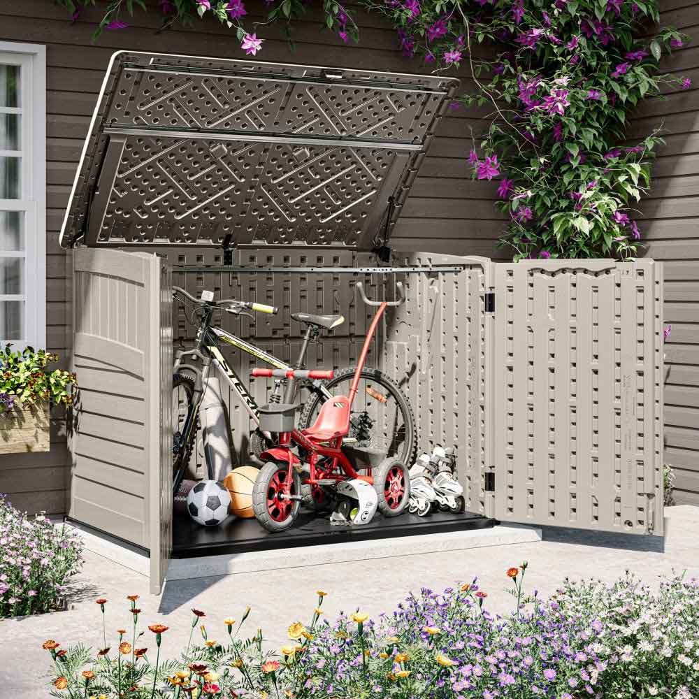 Forma Reinforced Resin Garden Pent Bike Store in Vanilla
