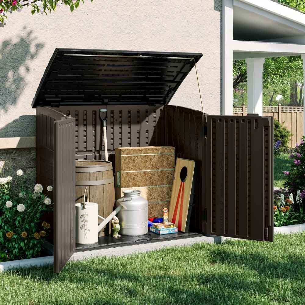 Forma Reinforced Resin Garden Storage Cabinet in Stone Grey