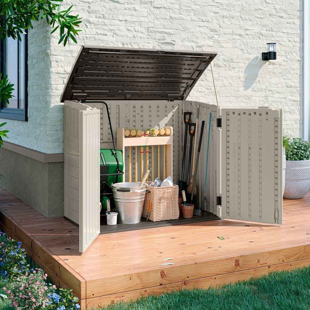 Forma Reinforced Resin Garden Storage Cabinet in Vanilla