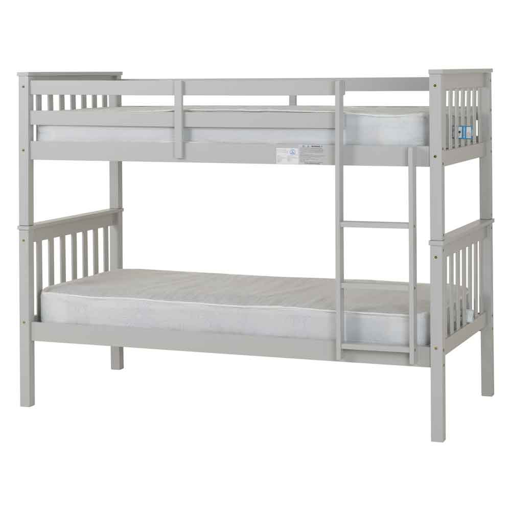 Formaro Wooden Bunk Bed With Ladder in Light Grey