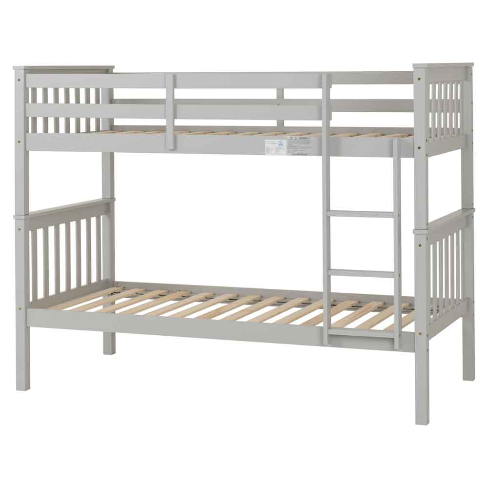 Formaro Wooden Bunk Bed With Ladder in Light Grey