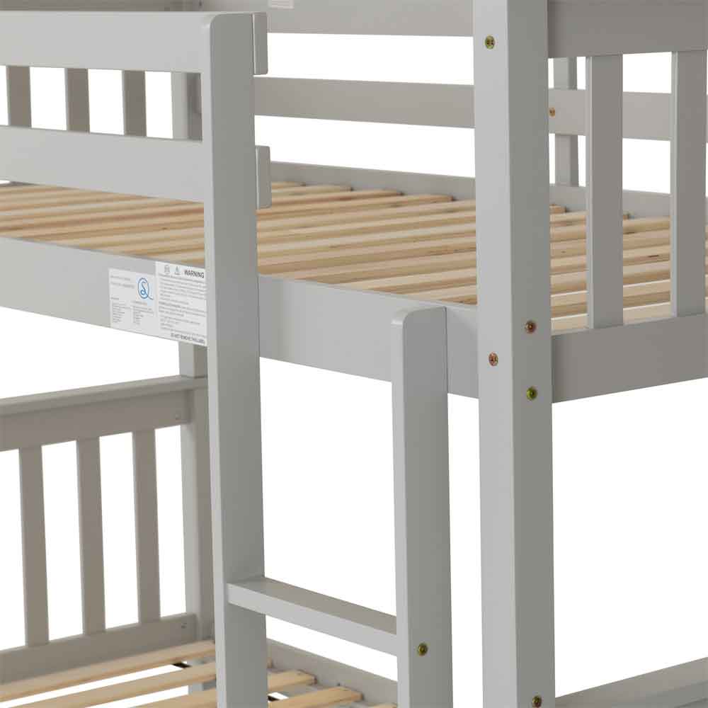 Formaro Wooden Bunk Bed With Ladder in Light Grey