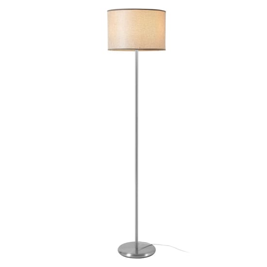 Product photograph of Formito Grey Fabric Shade Floor Lamp With Stainless Steel Base from Furniture in Fashion