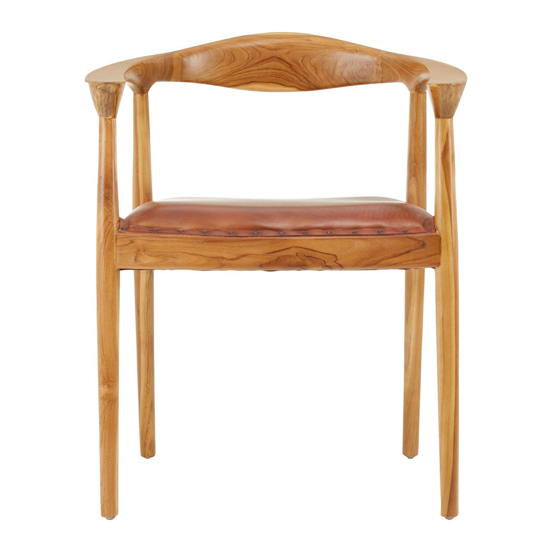 Read more about Formosa brown leather accent chair with wooden frame