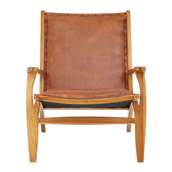 Formosa Brown Leather Bedroom Chair With Wooden Frame