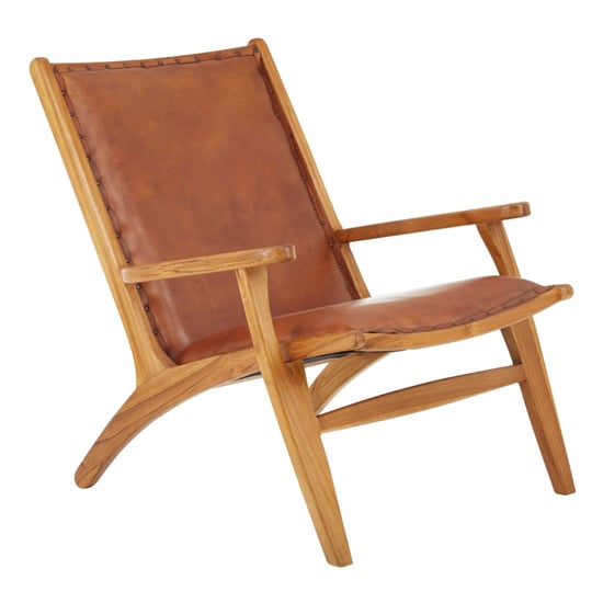 Photo of Formosa brown leather bedroom chair with wooden frame