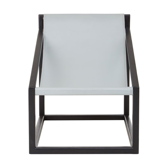 Formosa Grey Leather Bedroom Chair In Black Cubic Wooden Frame