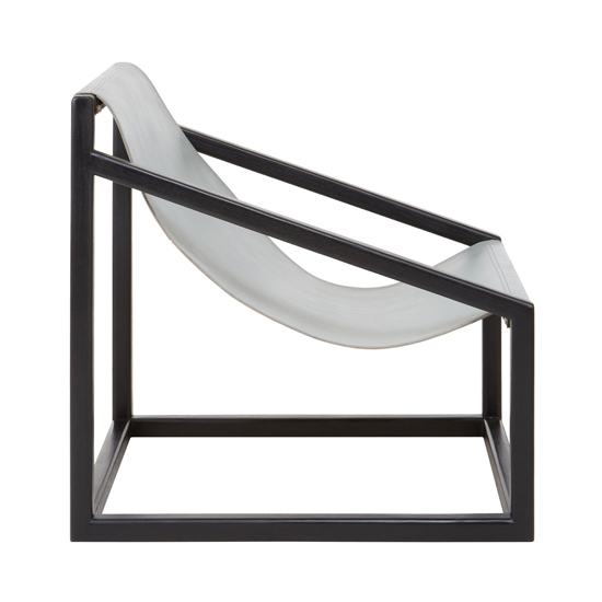 Formosa Grey Leather Bedroom Chair In Black Cubic Wooden Frame Furniture in Fashion