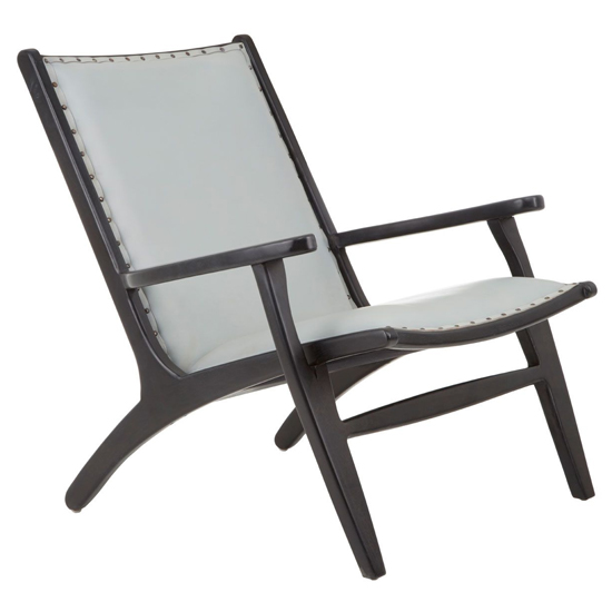 Read more about Formosa grey leather bedroom chair with black wooden frame