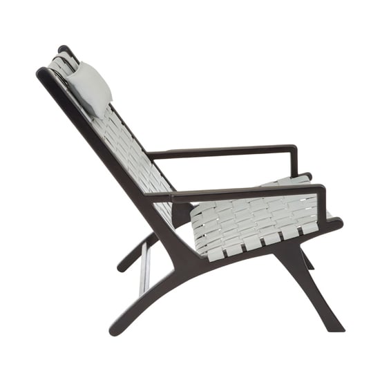 Formosa Grey Leather Woven Accent Chair With Black Wooden Frame