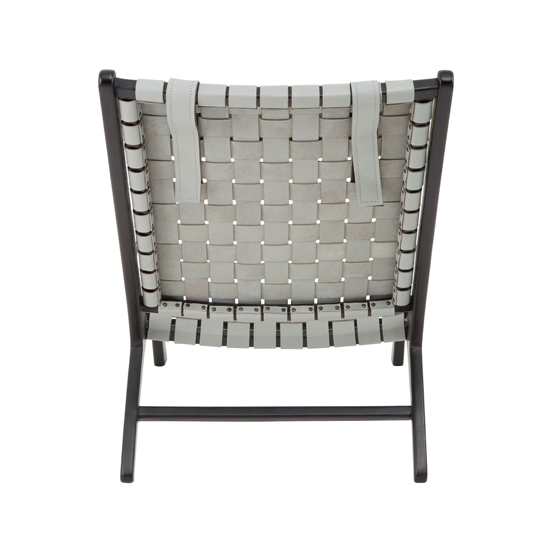 Formosa Grey Leather Woven Accent Chair With Black Wooden Frame