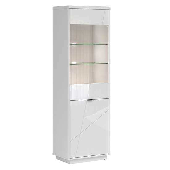 Forn High Gloss Display In White With 2 Doors And LED