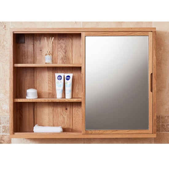 Fornatic Bathroom Mirrored Wall Storage Unit In Mobel Oak