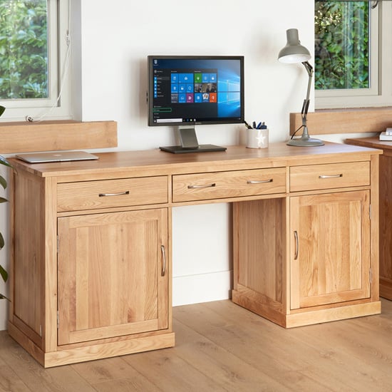 Fornatic Computer Desk In Mobel Oak With 2 Doors And 3 Drawers