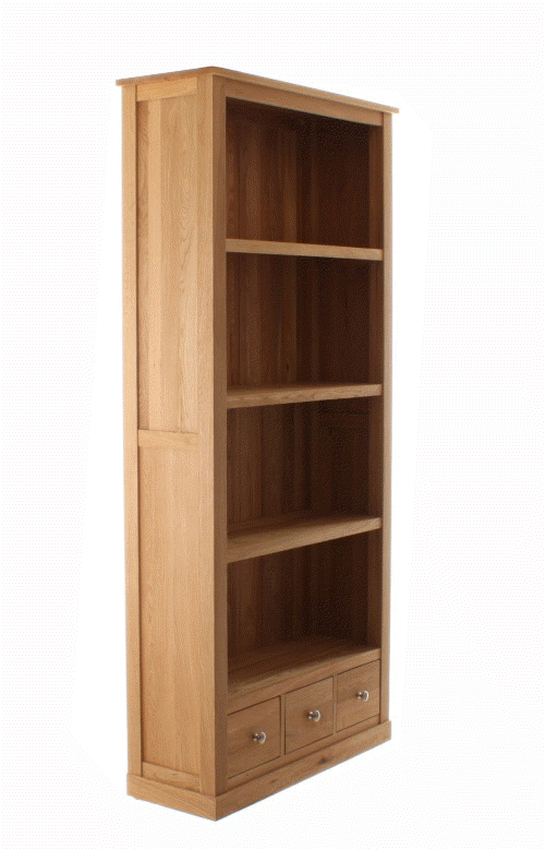Fornatic Large Wooden Bookcase In Mobel Oak With 3 Drawers_3