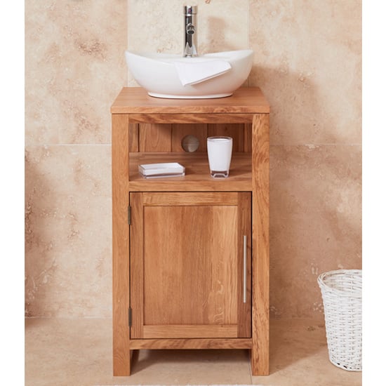Fornatic Mobel Oak Small Bathroom Vanity Unit And Round Basin