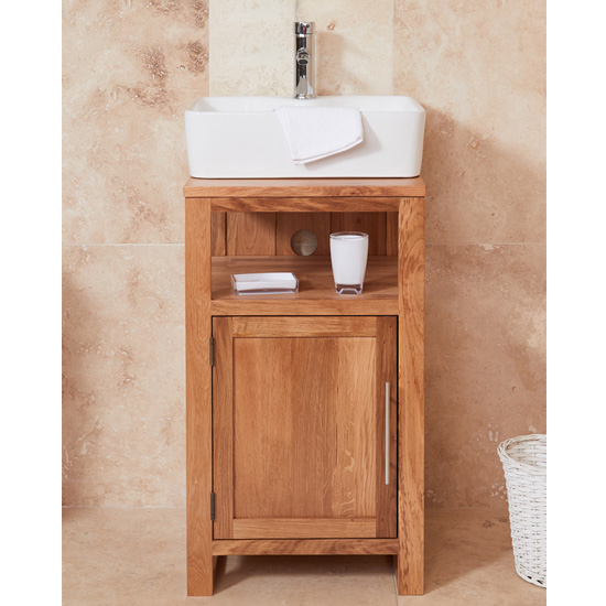 Fornatic Mobel Oak Small Bathroom Vanity Unit And Square Basin